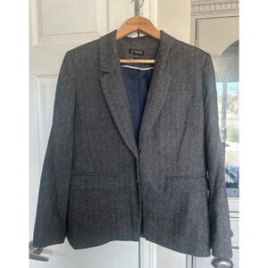 J Crew Size 14 Grey Madelyn blazer in herringbone Wool Blend Career Office